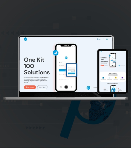 Mobile responsive website design for RhoKIT solutions shown on a laptop and tablet screens