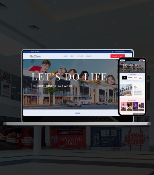 Responsive website design for Dar Village shown on a laptop screens