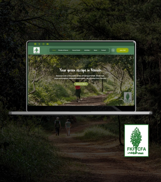Mobile responsive website design for Friends of Karura shown on a laptop screens