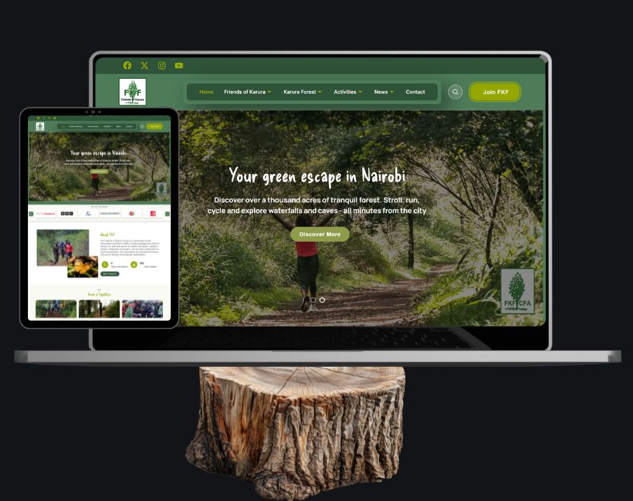 Mockup of Karura Forest Website on a tablet and laptop