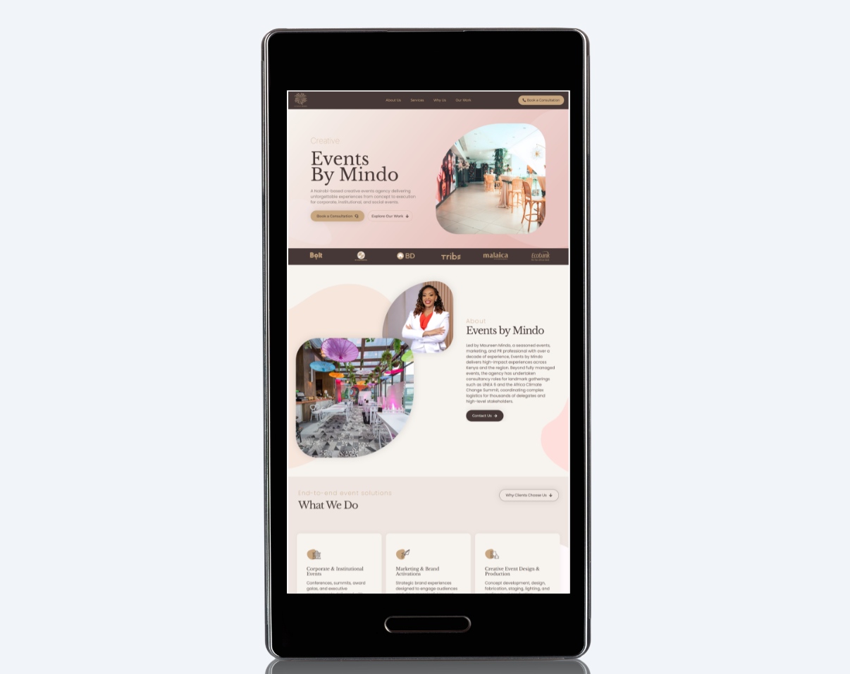 A mobile screen showing the homepage on adventure feet platform