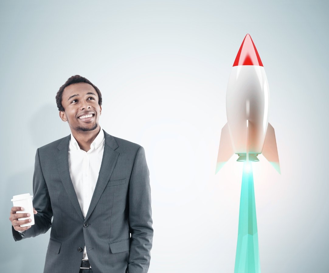 A rocket launching showing an optimized webiste